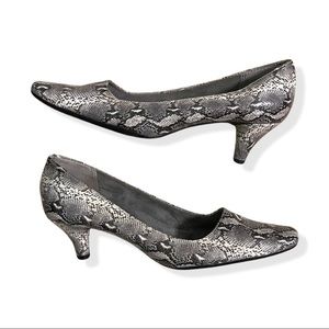 Faux Snake Skin Areosoles Kitten Heels